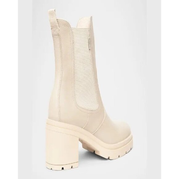 NEROGIARDINI Heeled Leather Chelsea Boot Booties Beige Khaki 9 - Picture 3 of 13